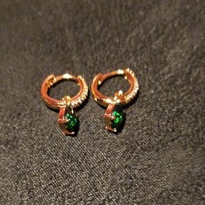 Pretty Bird Gold and Green Dangle Earrings